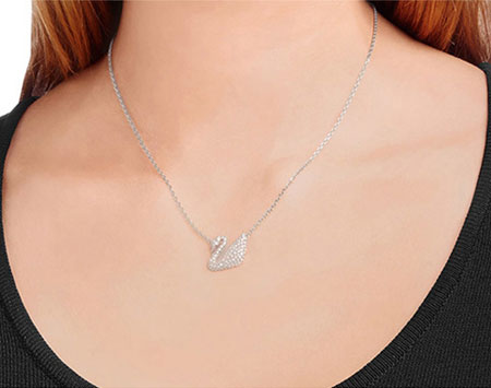 Dazzling Silver Swarovski Swan Pendant Necklace